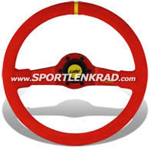 Jet Corsa Sport-Lenkrad, Wildleder rot/35, rote Speiche